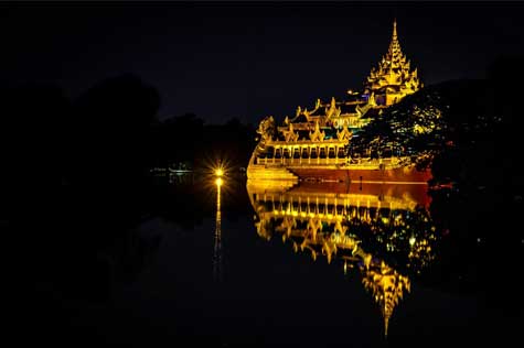 Karaweik Palace Yangon at night