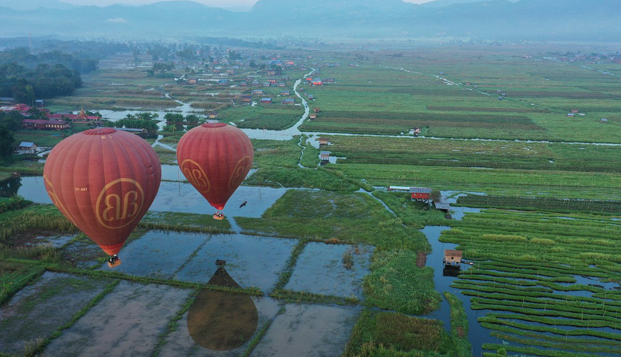 Balloon Over Inle Lake in Myanmar